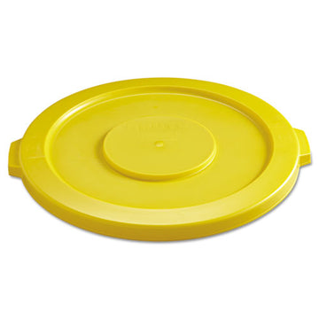 Rubbermaid® Commercial Round Flat Top Lid, For 32 Gal Round Brute Containers, 22.25" Diameter, Yellow freeshipping - TVN Wholesale